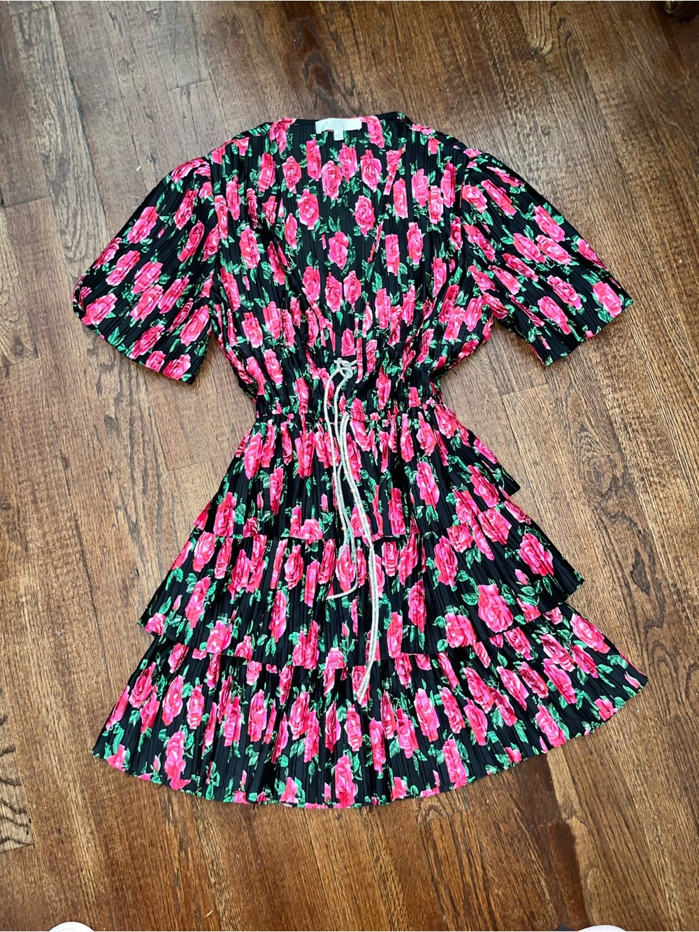 Party Dress with Pink Rose Print